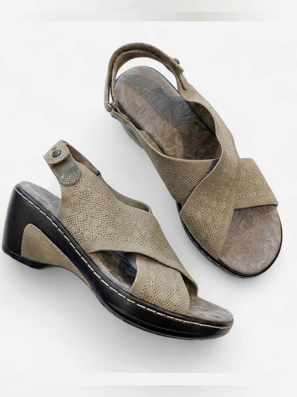 JBU Jambu Alyssa Green Memory Foam Wedge Sandals 8.5 Crisscross Elastic Sandal